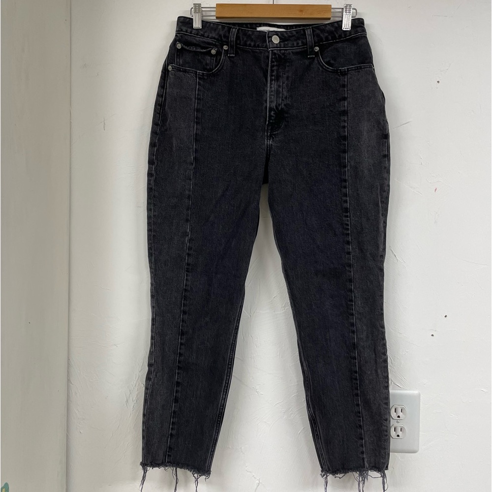 Abercrombie & Fitch Grey The Mom High Rise Womens Jeans 29 Curve Love Raw Hem